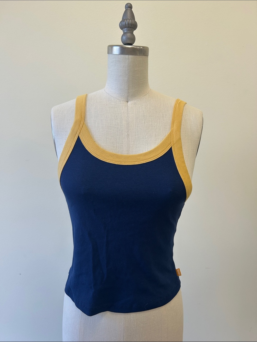 Levi's Cropped Gold Tab Vintage -Inspired Navy Tank Top with Yellow Trim
